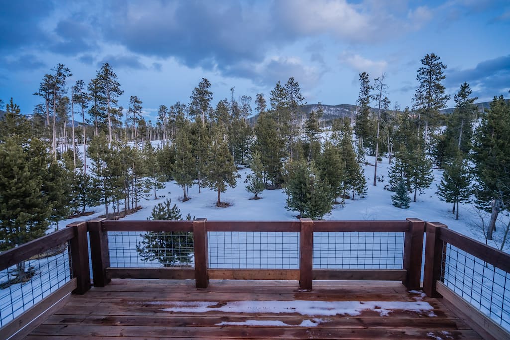 The back deck looks out onto the wooded lot. Rossetter trail is just steps from the house.