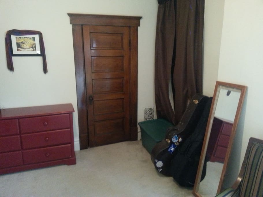 Dresser and closet space is available to share