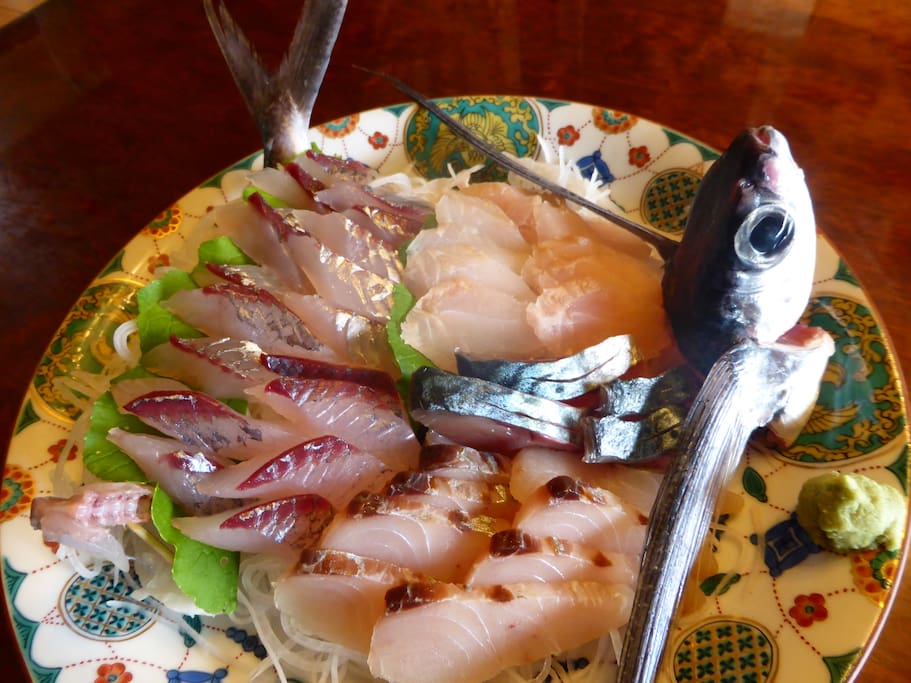 Self-caught fresh sashimi fish
