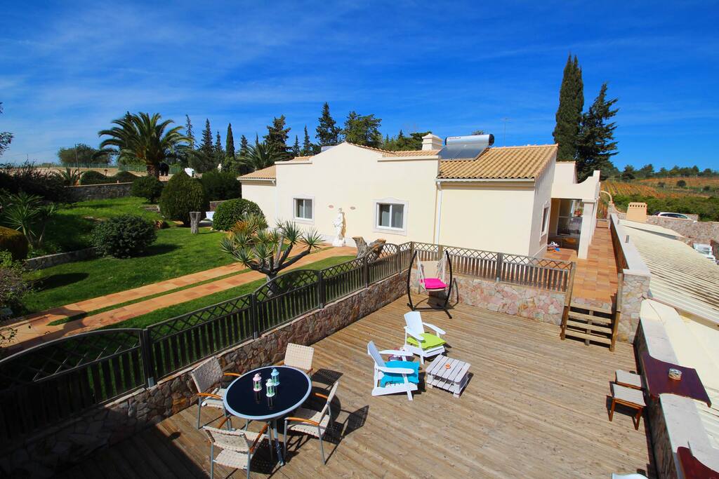 Sun deck area with views across the vineyard