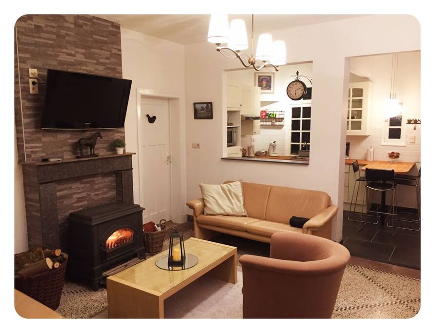 Living room with fireplace