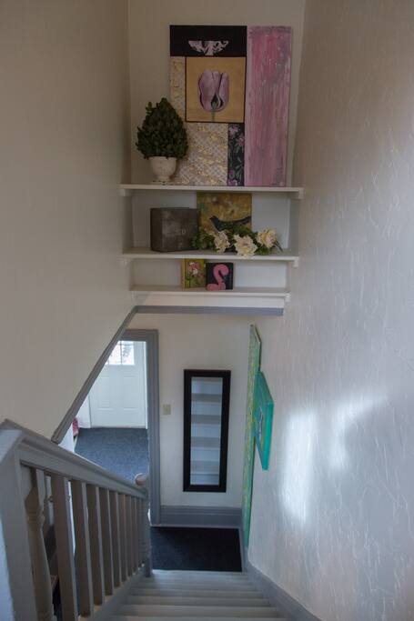 Here we are at the top of the stairs looking back down to the front entrance.