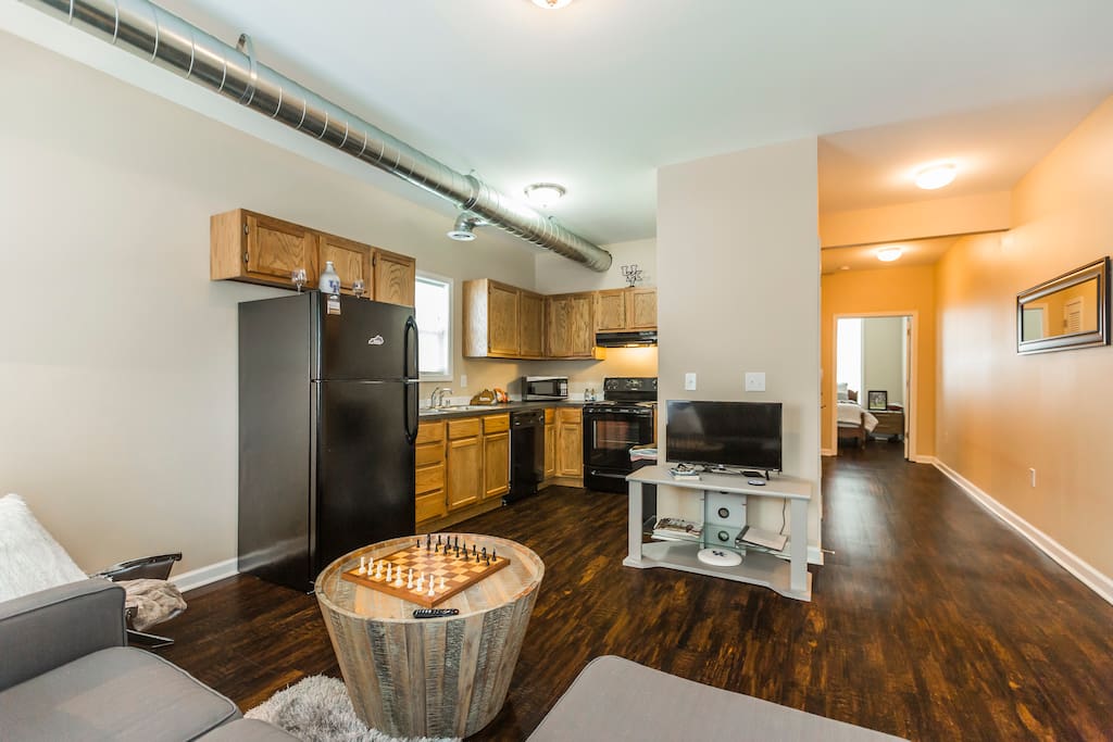 Open concept living room and kitchen