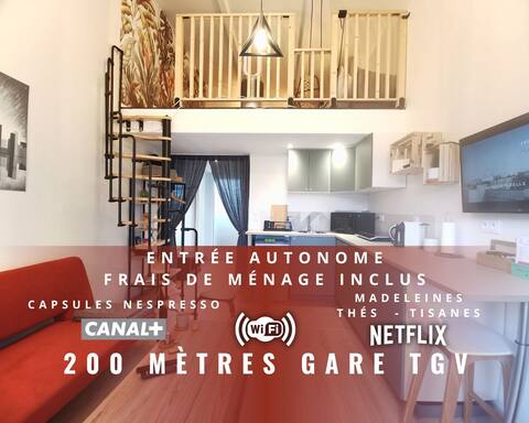 Cozy equipped apartment 200m from the TGV station
