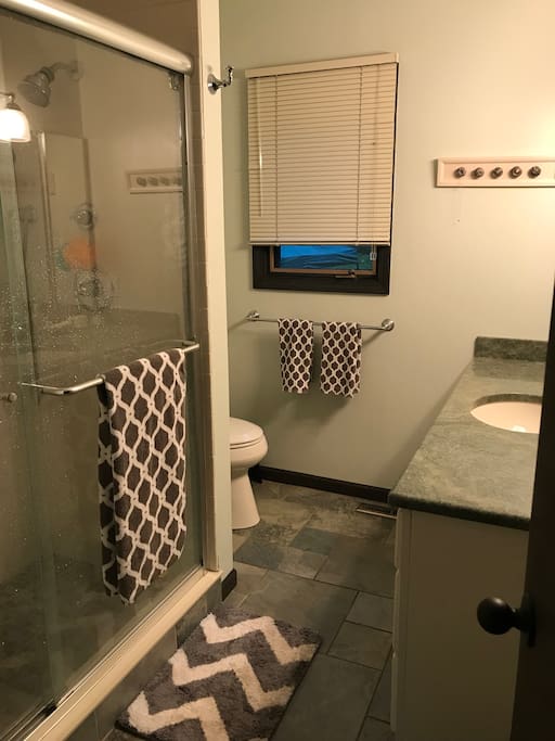 This is the guest bathroom, located right next to the guest bedroom.
It will not be used by the family when guests are here.