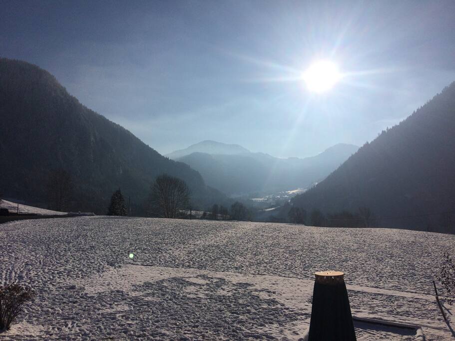 Vue depuis la maison en hiver