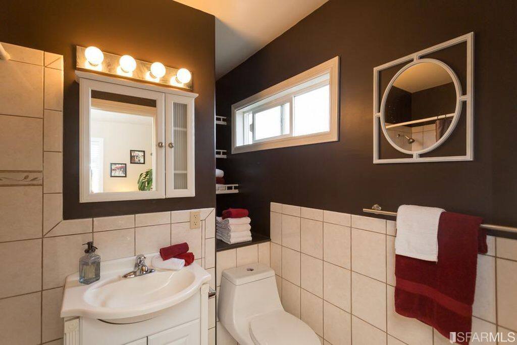 Shared bathrooms cleaned regularly by maid