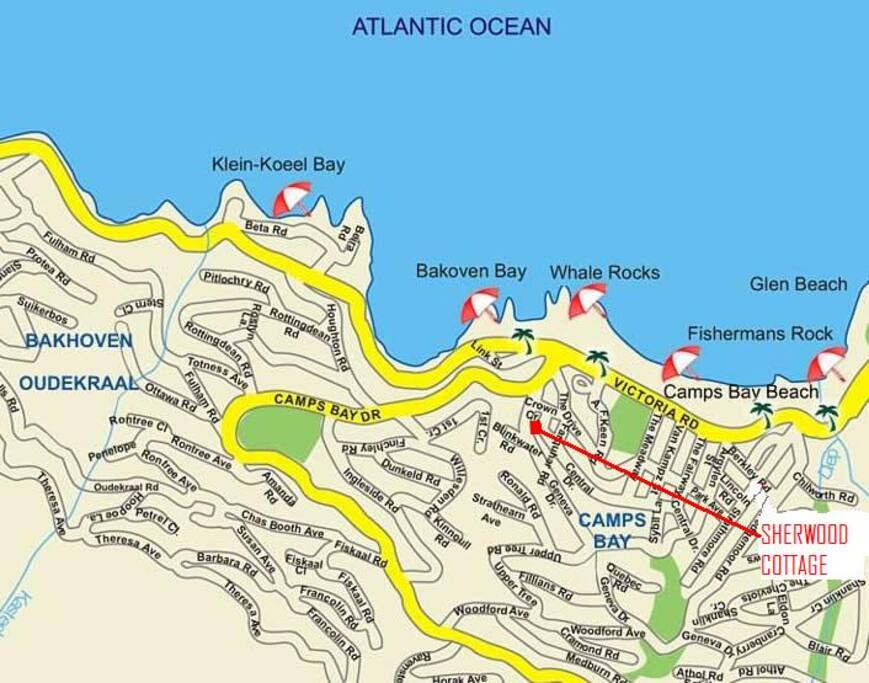 Map of Camps Bay with our cottage