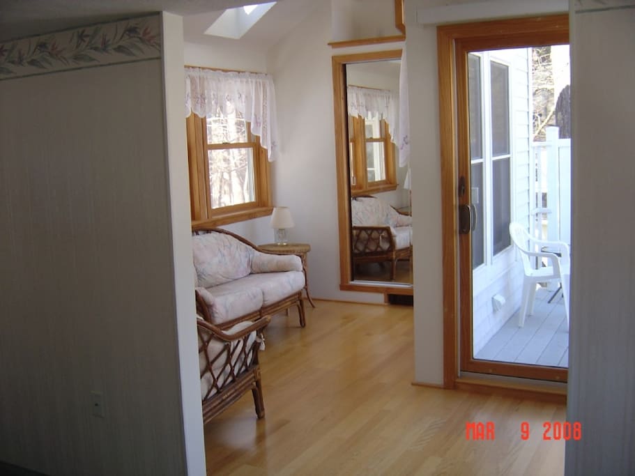 Master sitting room and private deck
