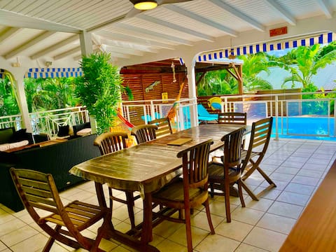 Large 6 bedroom villa with pool, surfing and beach 200 m away