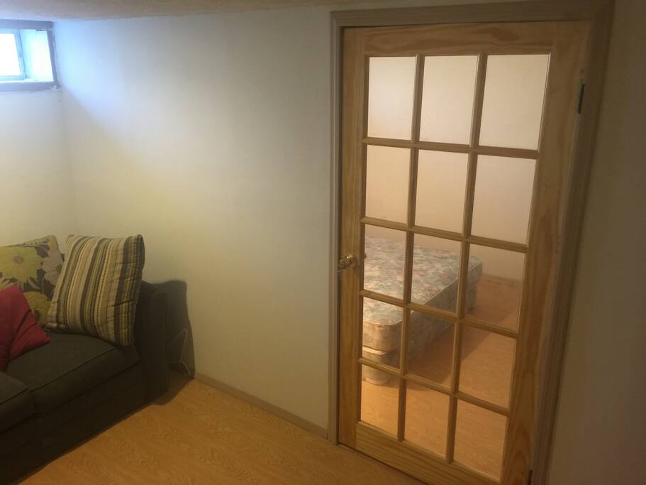 French doors, wooden floors and central air.