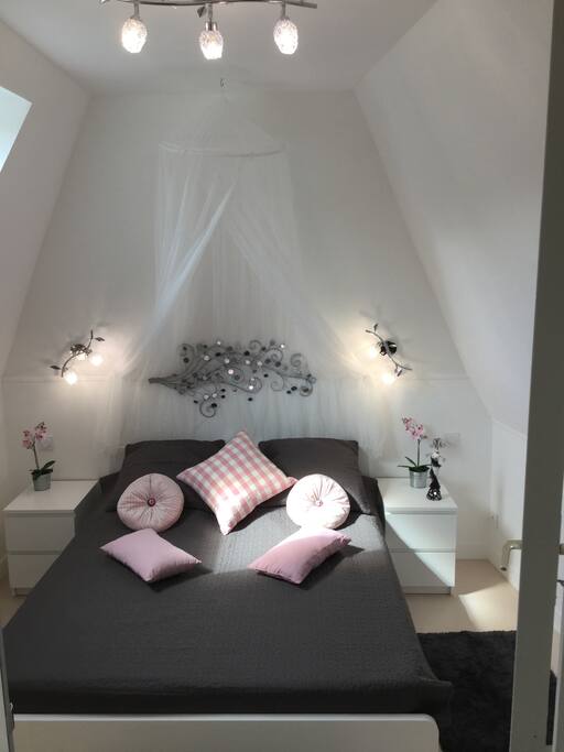 Chambre romantique ,spacieuse et très lumineuse.
Vélux avec store électrique