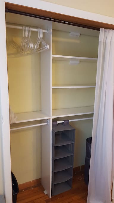 Closet with hangers and organizer