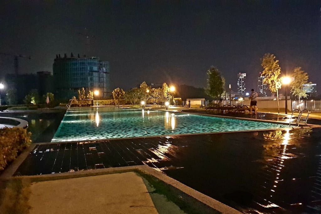 Swimming pool at night