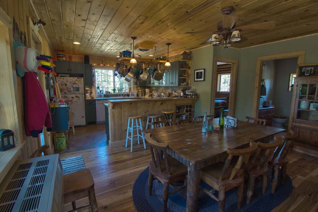 Open kitchen dining, where the party ends up