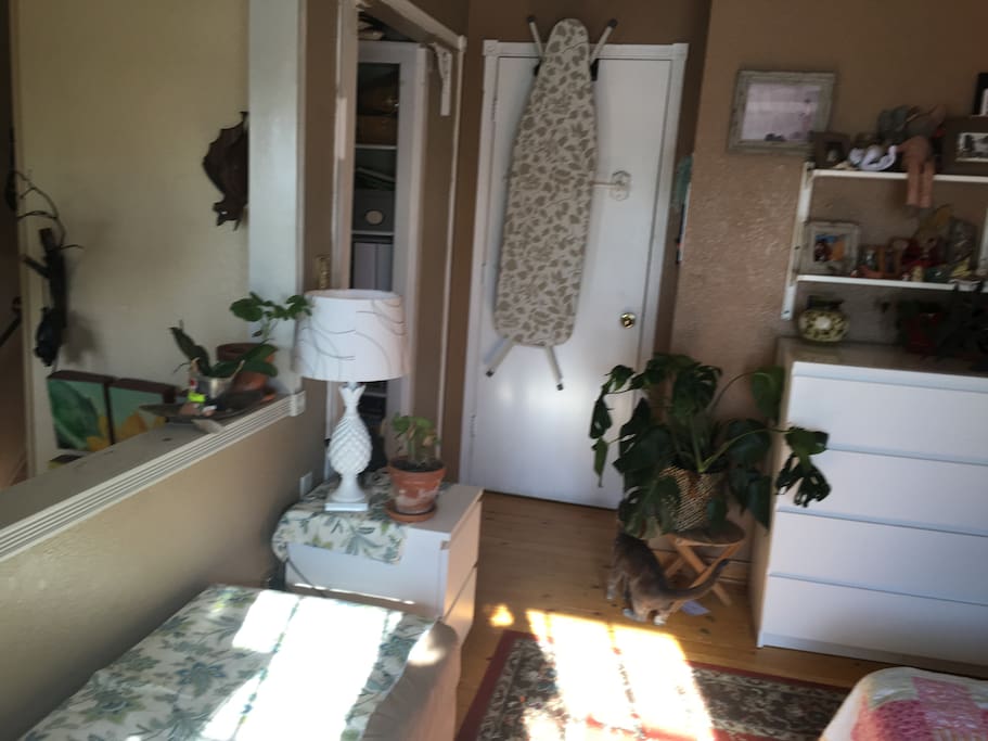 This loft-like room opens up to hallway. My guest also have use night stand to unpack and feel at home
