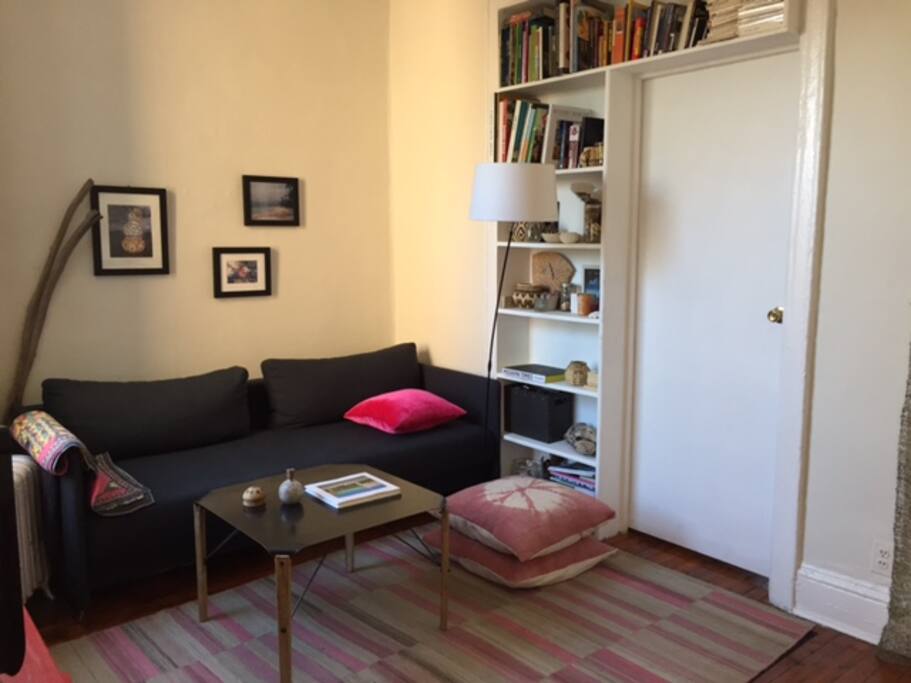 this is a close-up of the living room and you can see the door that access the bedroom