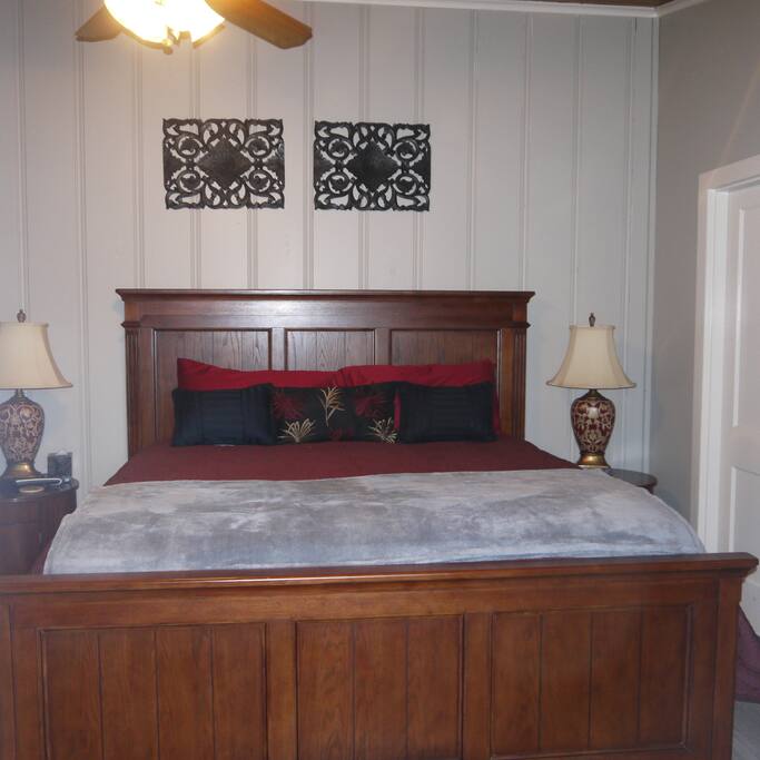 Nice comfy bed fit for a king and queen.