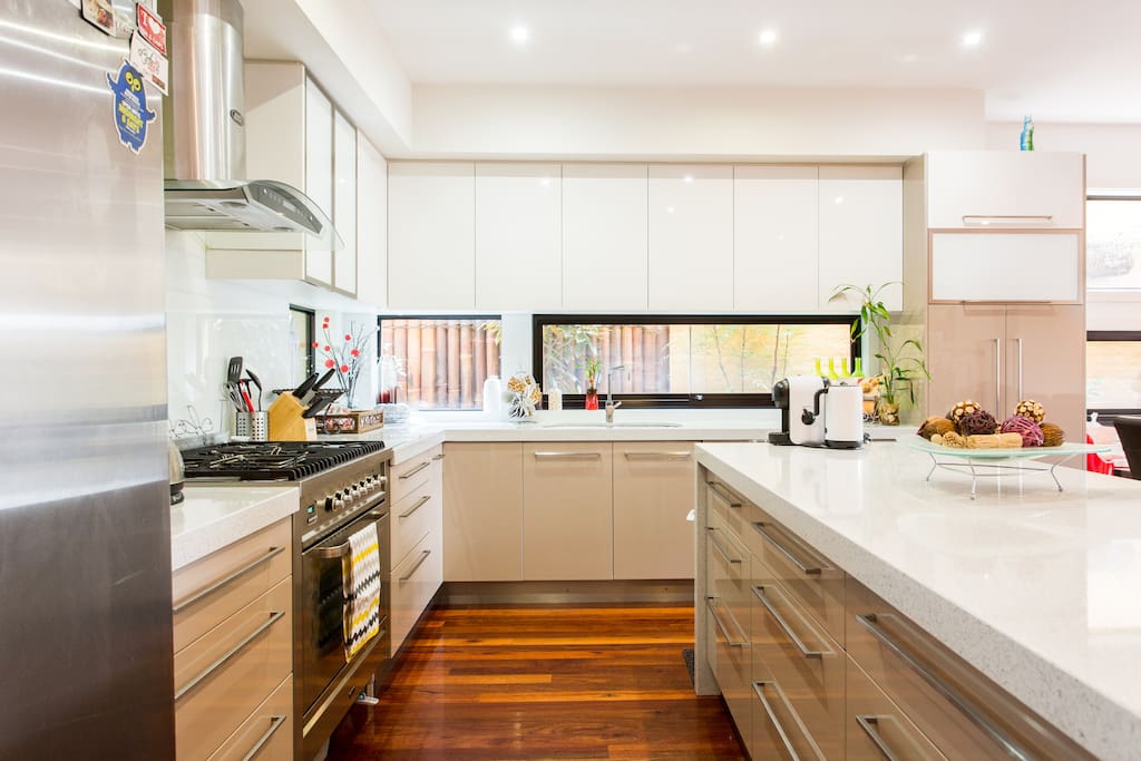 Kitchen with stone island bench
