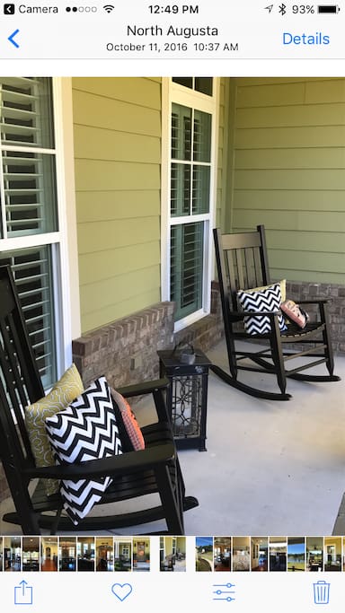 After a long day at the Masters, sit and relax on the front porch