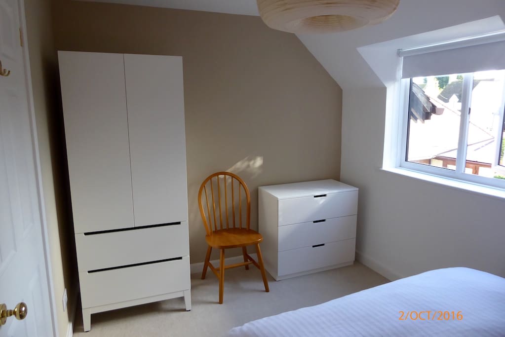 All new Ikea furniture, 6 hangers inside the wardrobe. Hairdryer in chest of drawers.