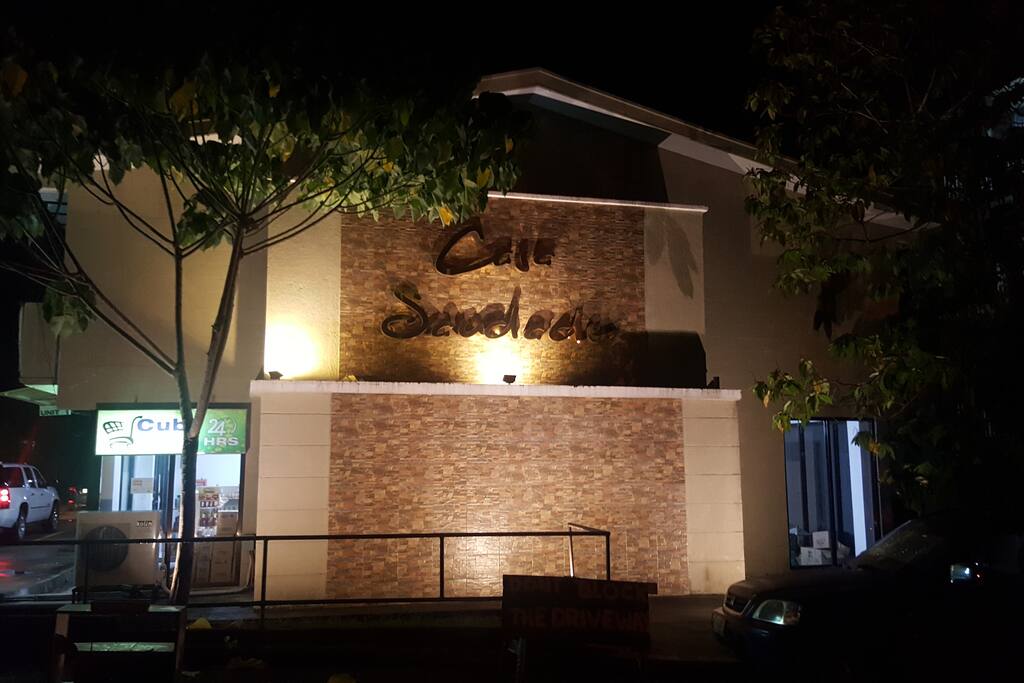 facade during night time