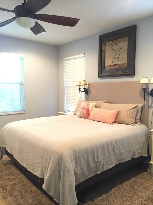 King Bed in Master bedroom.
