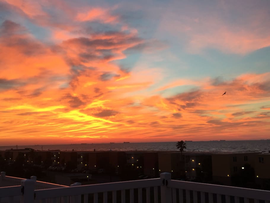 Enjoy the sunrise from our rooftop deck. We have chairs on the deck for relaxing with a morning cup of coffee.