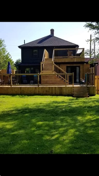 Backyard and 2 level patio