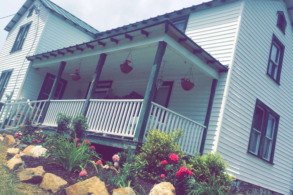 Southern facing porch of the main house added during the Victorian Era.