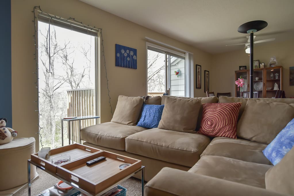 This shows the living room, dining area behind it and you can see the balcony out the window
