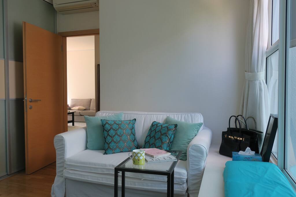 Sitting and bedroom, sofa-bed here!