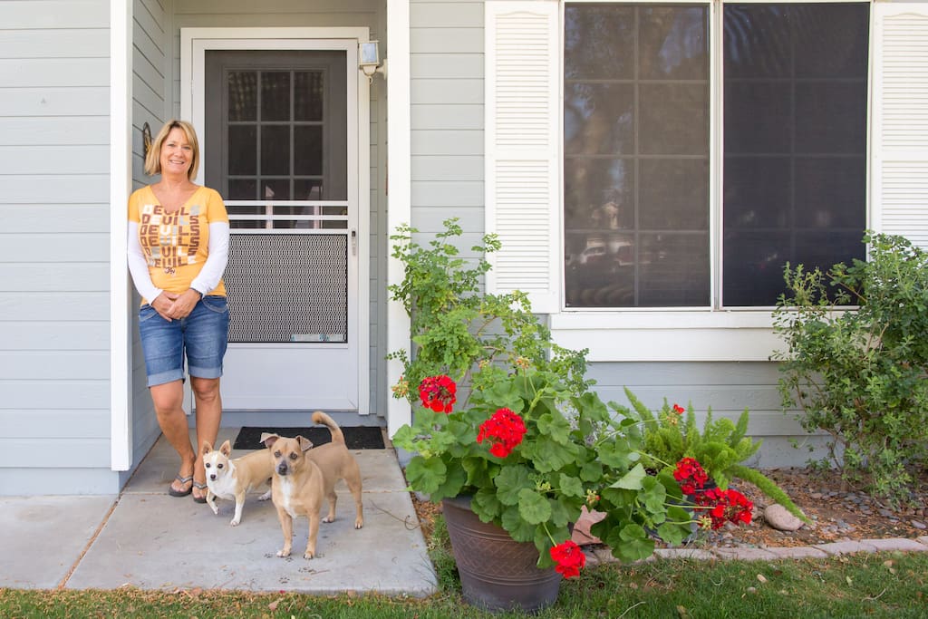 Dana and her pups Cassie and Rusty