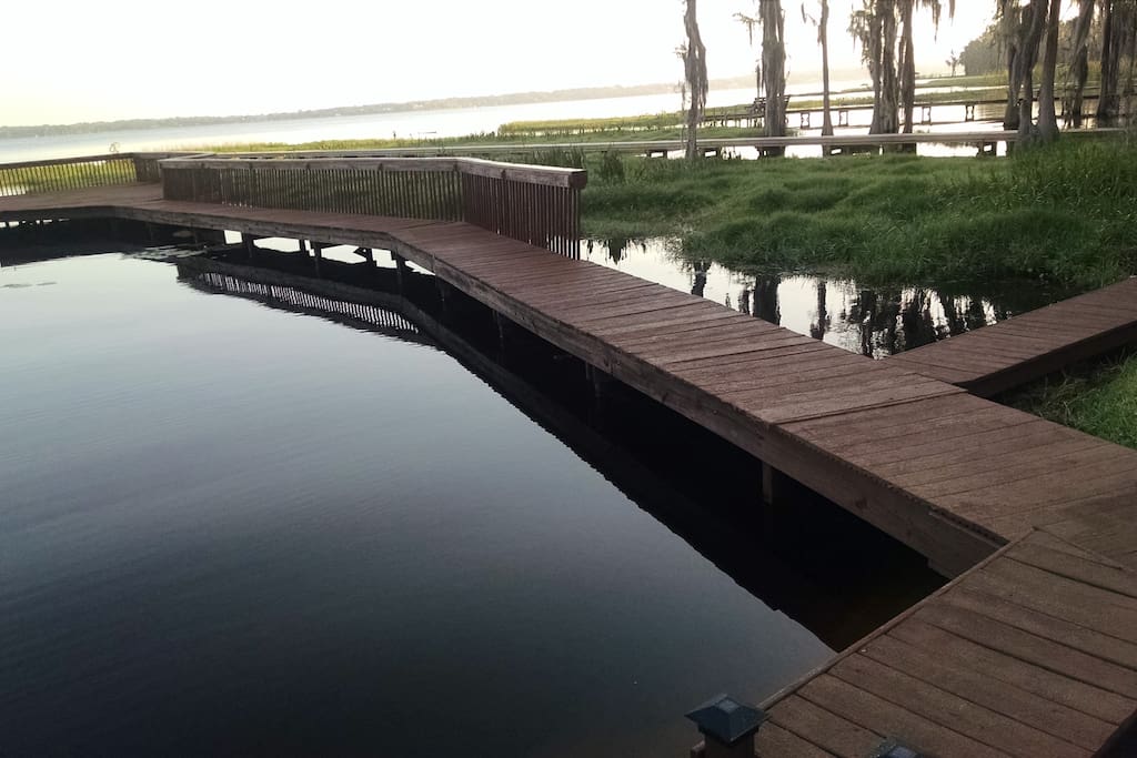 Mornings are for kayaking on the smooth water or hanging out on the newly restored dock.