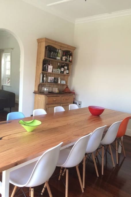 Dining room with large timber table