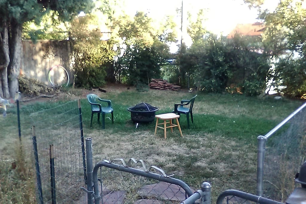 Back yard with firepit