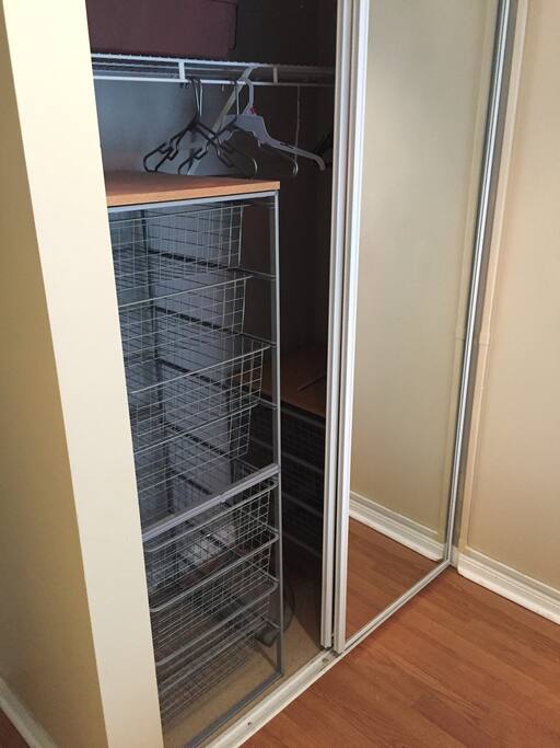 Closet space in bedroom.