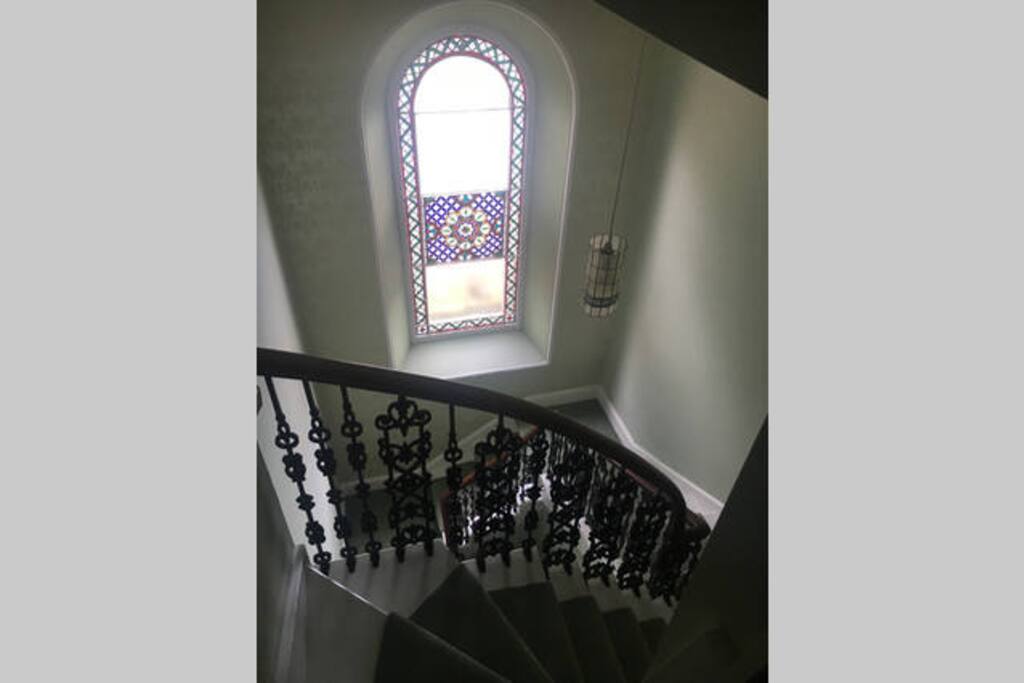 stunning original period stained glass window