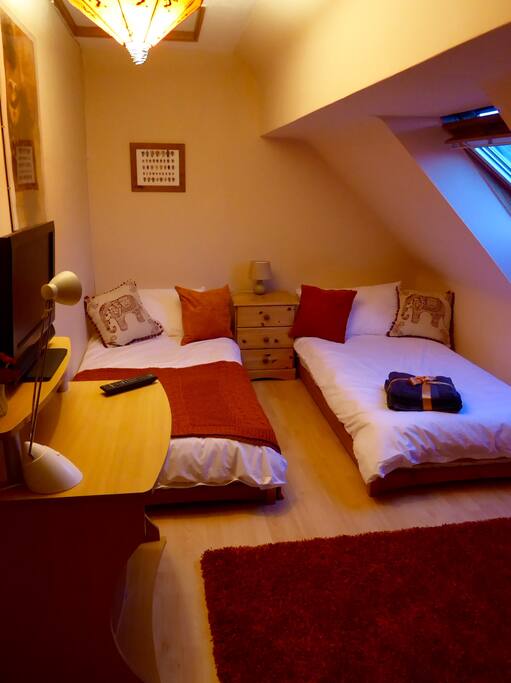 Please be aware this room has a low ceiling and beds close to the floor.