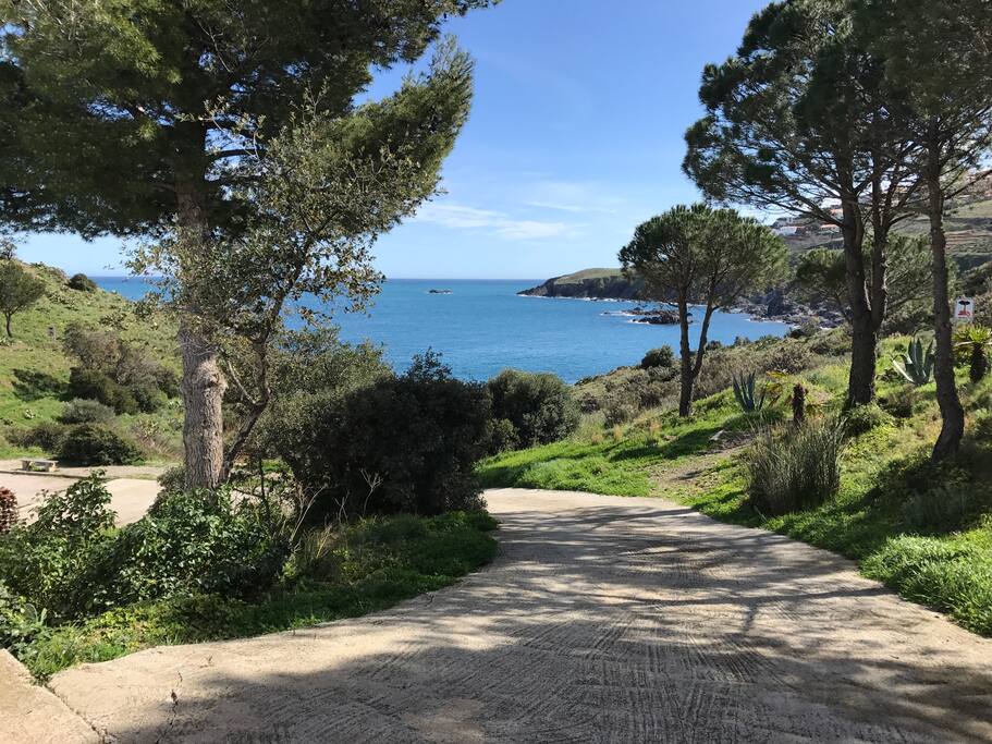 Chemin depuis la porte d entrée menant à une crique privée