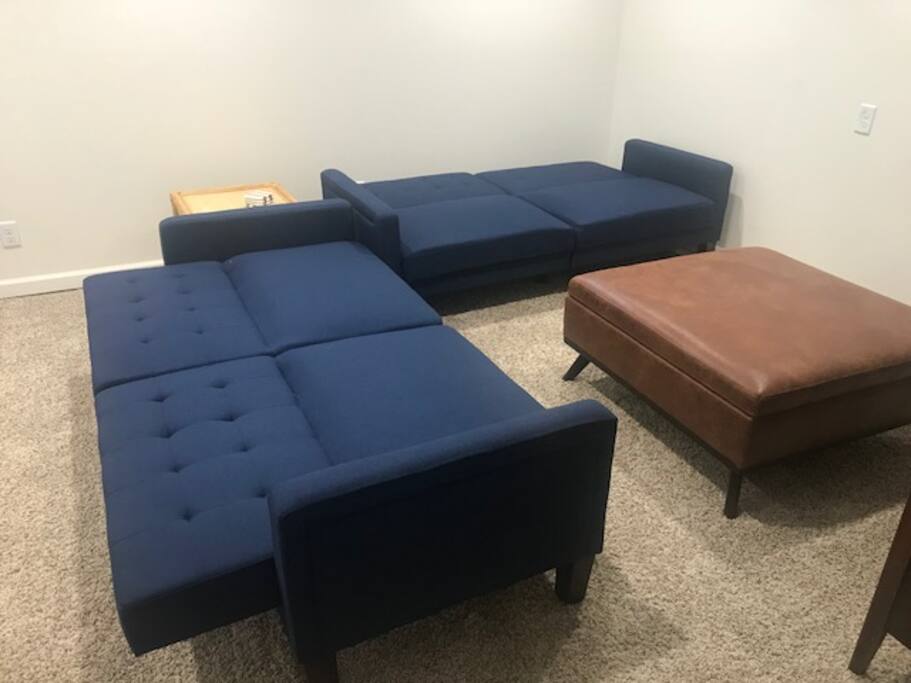 Futons fold out to full-size beds