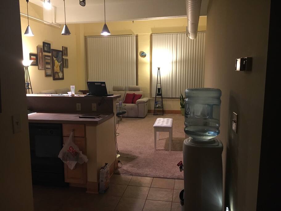 Living room/kitchenette view.