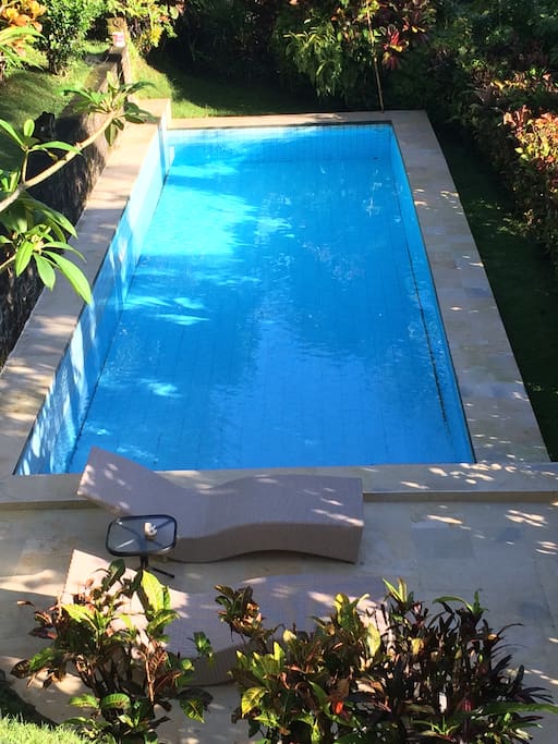 Pool 3.5X13 meters. "Infant bench" at 1 end for sitting in 10 cm water...