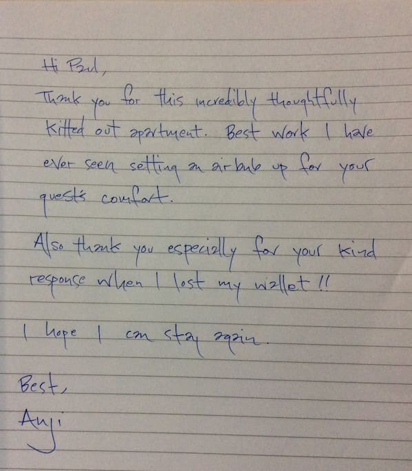 Anji thought this was the best appointed Airbnb apartment she has ever stayed in, and was happy for me to share her comments.