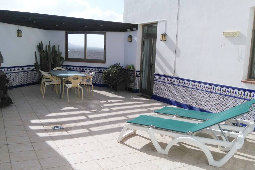 The downstairs terrace