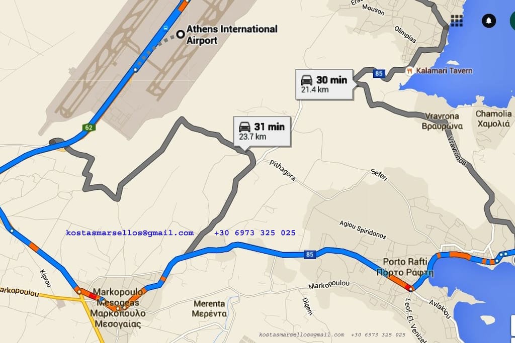 route guide from Athens airport