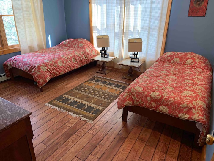 غرفة ضيوف بسريرين توأمين.