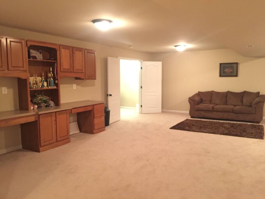 Private work area in living space (lower level)