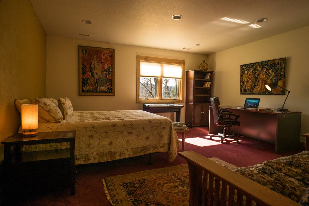 Master bedroom and desk