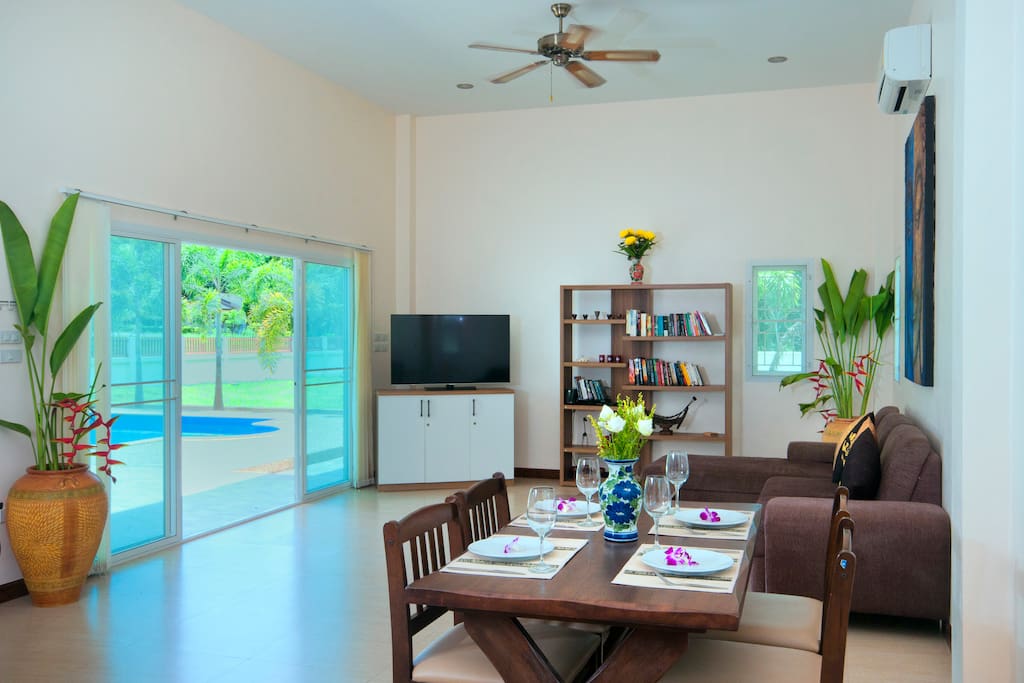 Spacious open plan living and dining area.